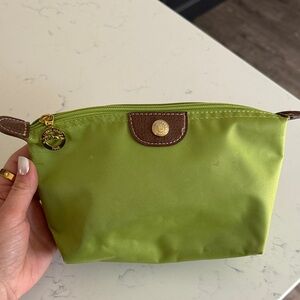 Longchamp Lime Green Nylon Cosmetic Bag